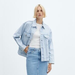 MANGO Women's Oversized Light Blue Denim Jacket size L